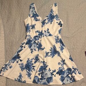 Trixxi Blue and White A-Line Mini Dress